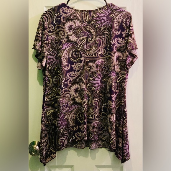 Woman’s Dressbarn Blouse XL Purple Paisley Embroidered Made in USA - Picture 2 of 11